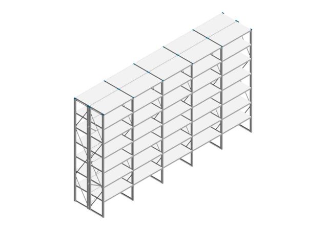 Voordeelrij Nedcon SF Legbordstelling 3000x5030x1000mm hxbxd 7 niveaus Metaal Verzinkt 80kg Dubbel