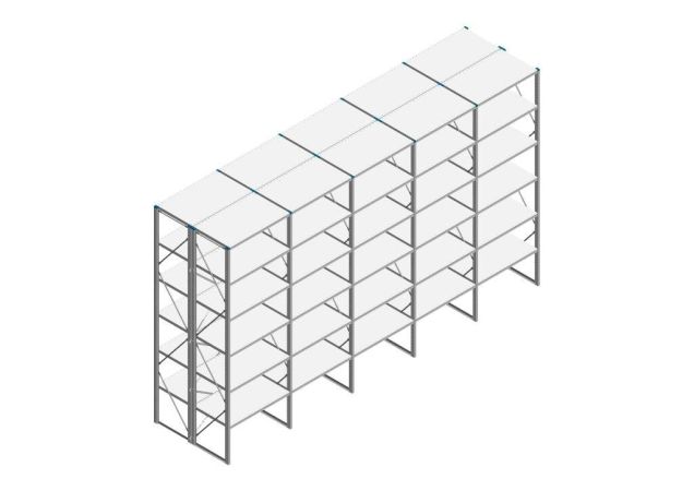 Voordeelrij Nedcon SF Legbordstelling 3000x5030x1200mm hxbxd 6 niveaus Metaal Verzinkt 200kg Dubbel