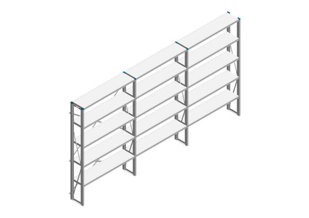 Voordeelrij Nedcon SF Legbordstelling 2000x3930x300mm hxbxd 5 niveaus Metaal Verzinkt 70kg Enkel