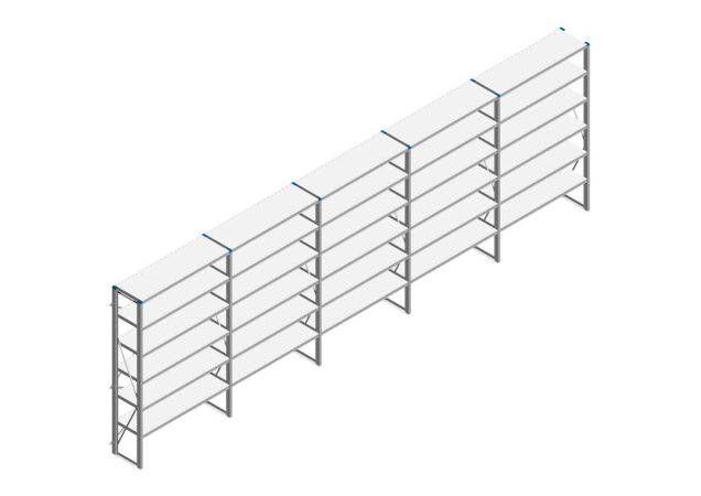Voordeelrij Nedcon SF Legbordstelling 2000x6530x400mm hxbxd 6 niveaus Metaal Verzinkt 65kg Enkel