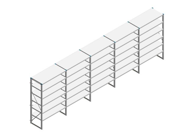 Voordeelrij Nedcon SF Legbordstelling 2000x6530x600mm hxbxd 6 niveaus Metaal Verzinkt 60kg Enkel