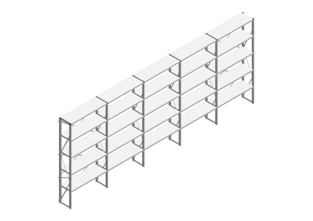 Voordeelrij Nedcon SF Legbordstelling 2500x6530x400mm hxbxd 5 niveaus Metaal Verzinkt 65kg Enkel