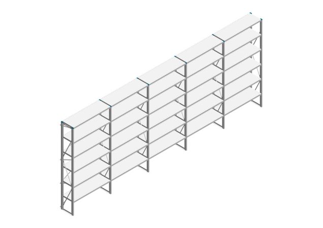 Voordeelrij Nedcon SF Legbordstelling 2500x6530x400mm hxbxd 6 niveaus Metaal Verzinkt 65kg Enkel