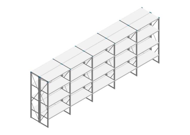 Voordeelrij Nedcon SF Legbordstelling 2200x6530x1000mm hxbxd 4 niveaus Metaal Verzinkt 175kg Dubbel