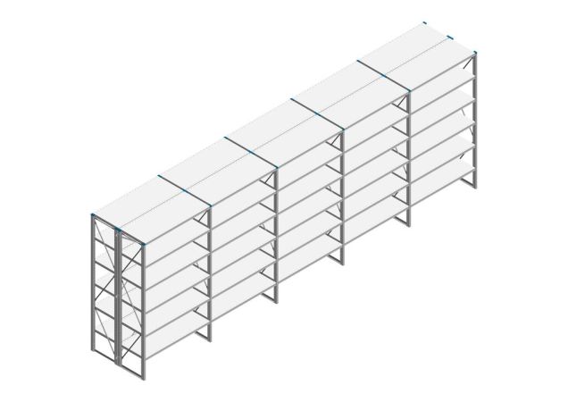 Voordeelrij Nedcon SF Legbordstelling 2200x6530x1000mm hxbxd 6 niveaus Metaal Verzinkt 60kg Dubbel