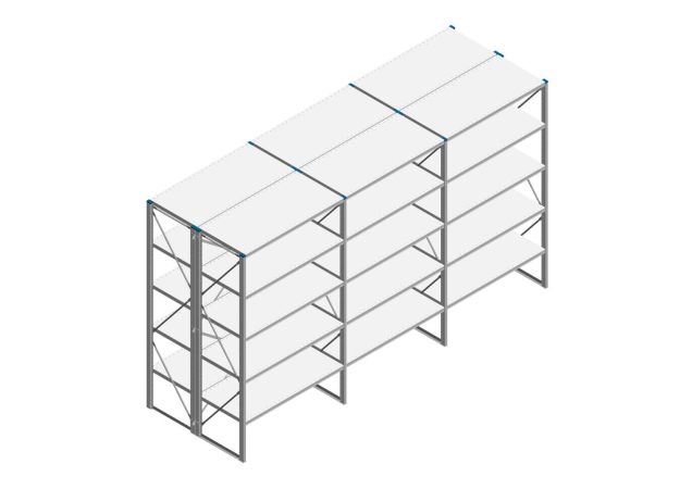Voordeelrij Nedcon SF Legbordstelling 2200x3930x1200mm hxbxd 5 niveaus Metaal Verzinkt 60kg Dubbel