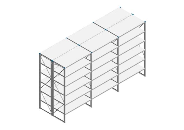 Voordeelrij Nedcon SF Legbordstelling 2200x3930x1200mm hxbxd 6 niveaus Metaal Verzinkt 60kg Dubbel