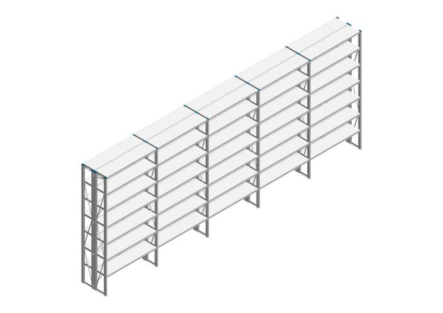 Voordeelrij Nedcon SF Legbordstelling 2500x6530x600mm hxbxd 7 niveaus Metaal Verzinkt 70kg Dubbel
