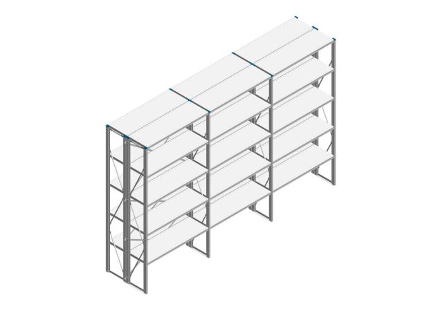 Voordeelrij Nedcon SF Legbordstelling 2500x3930x800mm hxbxd 5 niveaus Metaal Verzinkt 65kg Dubbel
