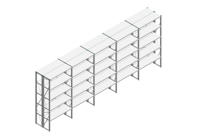 Voordeelrij Nedcon SF Legbordstelling 2500x6530x800mm hxbxd 5 niveaus Metaal Verzinkt 65kg Dubbel