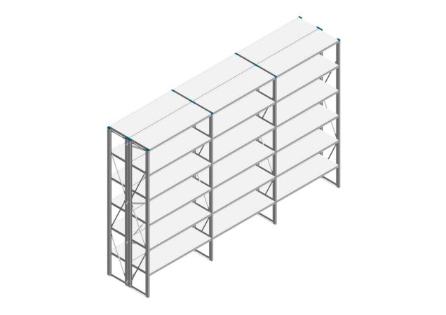 Voordeelrij Nedcon SF Legbordstelling 2500x3930x800mm hxbxd 6 niveaus Metaal Verzinkt 65kg Dubbel