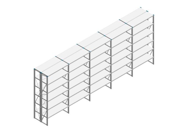 Voordeelrij Nedcon SF Legbordstelling 2500x6530x800mm hxbxd 6 niveaus Metaal Verzinkt 65kg Dubbel