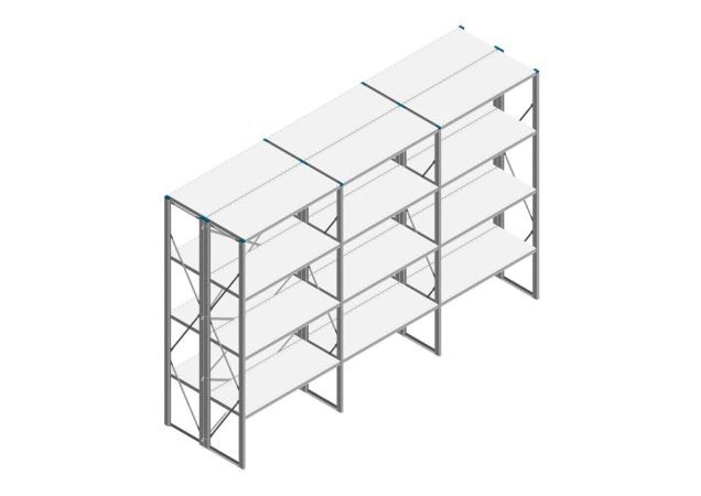 Voordeelrij Nedcon SF Legbordstelling 2500x3930x1000mm hxbxd 4 niveaus Metaal Verzinkt 60kg Dubbel
