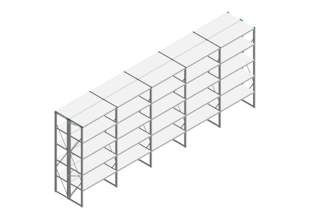 Voordeelrij Nedcon SF Legbordstelling 2500x6530x1000mm hxbxd 5 niveaus Metaal Verzinkt 60kg Dubbel