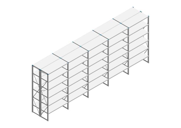 Voordeelrij Nedcon SF Legbordstelling 2500x6530x1000mm hxbxd 6 niveaus Metaal Verzinkt 60kg Dubbel