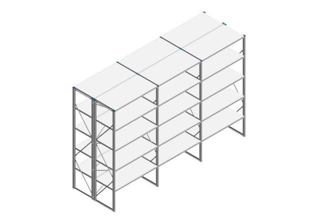 Voordeelrij Nedcon SF Legbordstelling 2500x3930x1200mm hxbxd 5 niveaus Metaal Verzinkt 60kg Dubbel