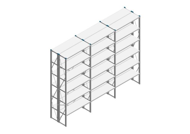 Voordeelrij Nedcon SF Legbordstelling 3000x3930x800mm hxbxd 6 niveaus Metaal Verzinkt 65kg Dubbel