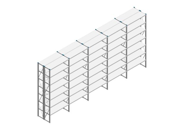 Voordeelrij Nedcon SF Legbordstelling 3000x6530x800mm hxbxd 7 niveaus Metaal Verzinkt 65kg Dubbel