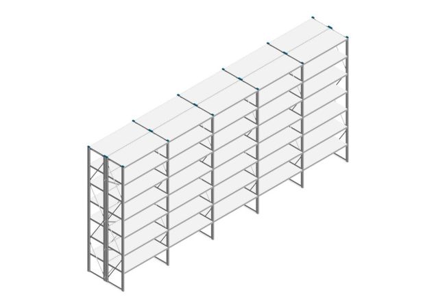 Voordeelrij Nedcon SF Legbordstelling 3000x6530x1000mm hxbxd 7 niveaus Metaal Verzinkt 60kg Dubbel