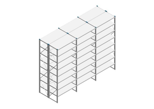 Voordeelrij Nedcon SF Legbordstelling 3000x3930x1200mm hxbxd 8 niveaus Metaal Verzinkt 60kg Dubbel
