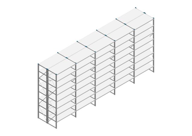 Voordeelrij Nedcon SF Legbordstelling 3000x6530x1200mm hxbxd 8 niveaus Metaal Verzinkt 60kg Dubbel
