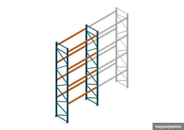 Beginsectie deels gebruikte Nedcon PR palletstelling 6000x3100x1100mm hxbxd 4niveaus 2600kg/niv