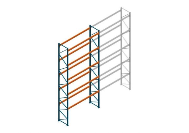 Beginsectie Nedcon Palletstelling 8000x3600x1100mm hxbxd CC15050/1007825 5niveaus 3850kg/niv