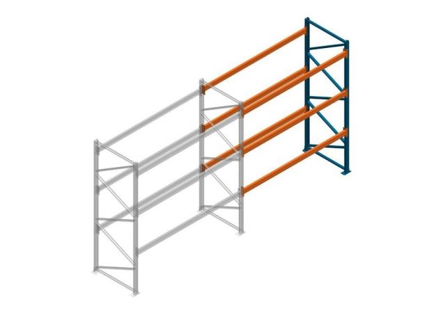 Aanbouwsectie Nedcon Palletstelling 3000x2700x1100mm hxbxd CC13040/1006820 3niveaus 3800kg/niv