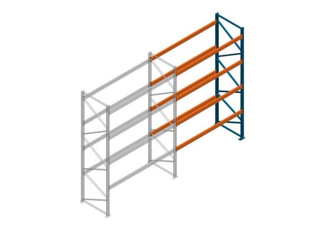 Aanbouwsectie Nedcon Palletstelling 4500x2700x1100mm hxbxd CC13040/1006820 4niveaus 3150kg/niv