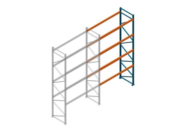 Aanbouwsectie Nedcon Palletstelling 5000x2700x1100mm hxbxd CC11040/1006820 4niveaus 2500kg/niv