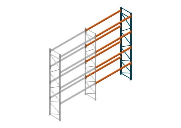 Aanbouwsectie Nedcon Palletstelling 6000x3600x1100mm hxbxd CC13050/1006820 4niveaus 2650kg/niv
