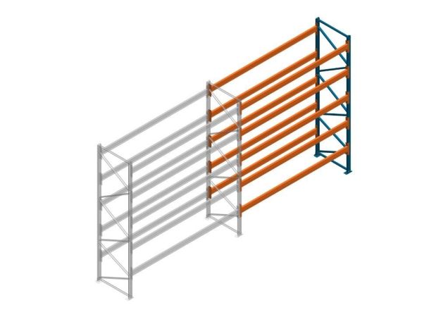 Aanbouwsectie Nedcon Palletstelling 4000x3600x1100mm hxbxd CC13050/1007825 5niveaus 2650kg/niv