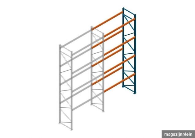 Aanbouwsectie deels gebruikte Nedcon NR palletstelling 6500x2650x1100mm hxbxd 4niveaus 2000kg/niv