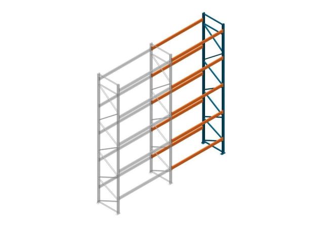 Aanbouwsectie Nedcon Palletstelling 6500x2700x1100mm hxbxd CC13040/1007825 5niveaus 3150kg/niv