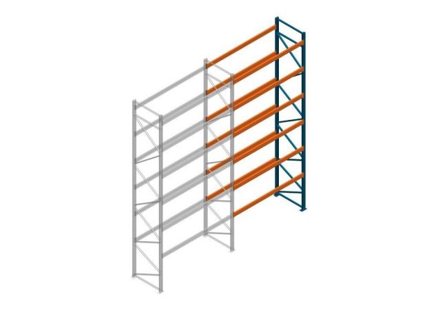 Aanbouwsectie Nedcon Palletstelling 6500x2700x1100mm hxbxd CC11040/1007825 6niveaus 2500kg/niv
