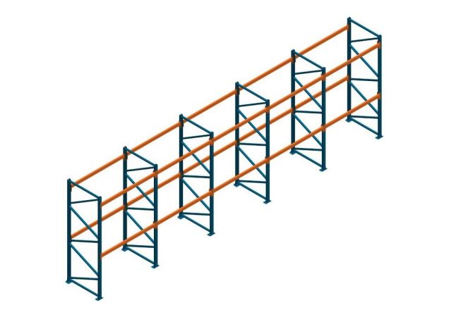 Voordeelrij Nedcon Palletstelling 3000x9725x1100mm hxbxd CC11040/1006820 5secties 2niveaus 2750kg/niv