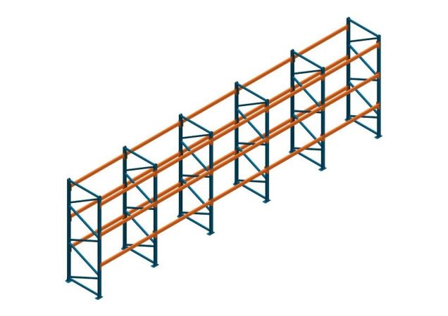 Voordeelrij Nedcon Palletstelling 3000x9725x1100mm hxbxd CC09040/1006820 5secties 3niveaus 2750kg/niv