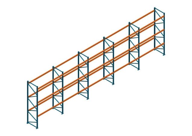 Voordeelrij Nedcon Palletstelling 4000x14100x1100mm hxbxd CC13040/1006820 5secties 3niveaus 3150kg/niv