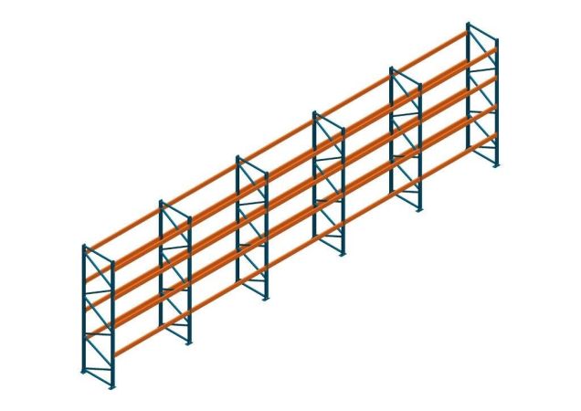 Voordeelrij Nedcon Palletstelling 4000x14100x1100mm hxbxd CC11040/1006820 5secties 4niveaus 2500kg/niv