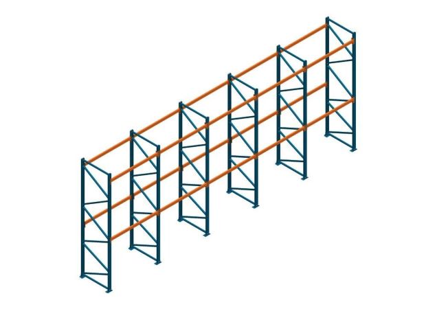 Voordeelrij Nedcon Palletstelling 4500x9725x1100mm hxbxd CC09040/1006820 5secties 2niveaus 2750kg/niv