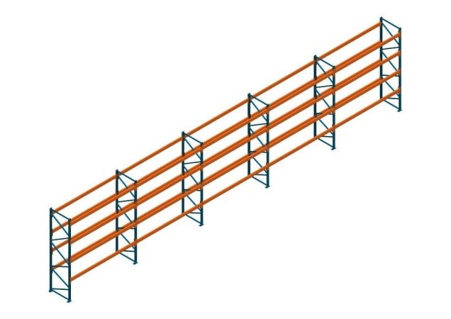 Voordeelrij Nedcon Palletstelling 4500x18600x1100mm hxbxd CC13050/1006820 5secties 4niveaus 2600kg/niv