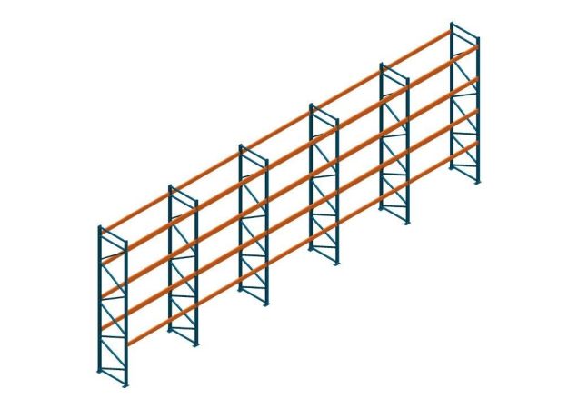 Voordeelrij Nedcon Palletstelling 5000x14100x1100mm hxbxd CC11040/1006820 5secties 4niveaus 2500kg/niv