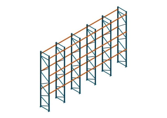 Voordeelrij Nedcon Palletstelling 6000x9725x1100mm hxbxd CC09040/1006820 5secties 3niveaus 2250kg/niv