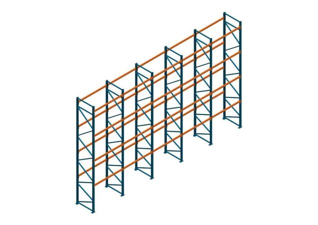 Voordeelrij Nedcon Palletstelling 6000x9725x1100mm hxbxd CC09040/1006820 5secties 4niveaus 2150kg/niv