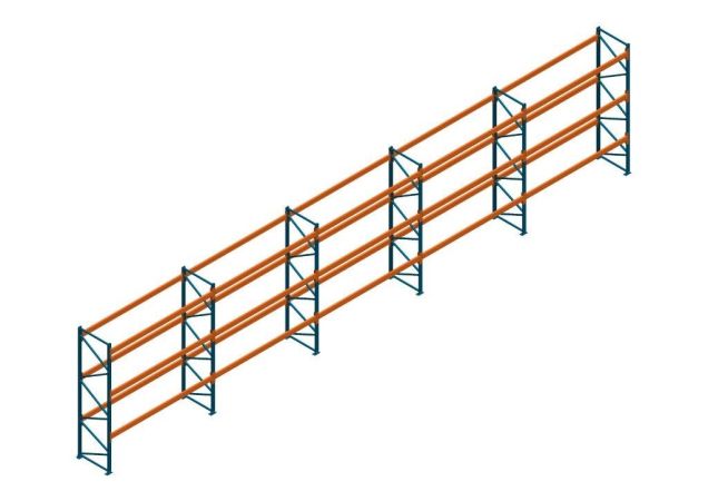 Voordeelrij Nedcon Palletstelling 4000x18600x1100mm hxbxd CC15050/1007825 5secties 2niveaus 3850kg/niv