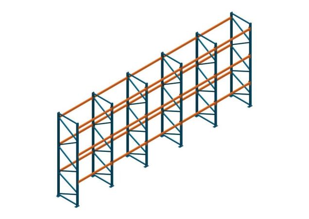 Voordeelrij Nedcon Palletstelling 4000x9725x1100mm hxbxd CC09040/1007825 5secties 3niveaus 2750kg/niv