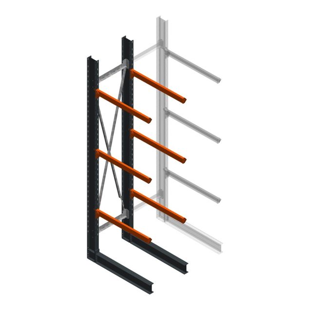 Zware draagarmstelling enkelzijdig 4000x800x1200mm (hxbxd) 3 niveaus beginsectie 300kg/arm