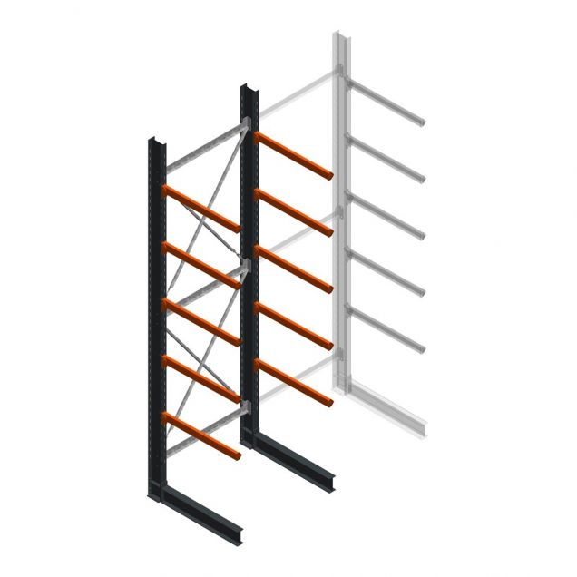 Zware draagarmstelling enkelzijdig 5000x1500x1000mm (hxbxd) 5 niveaus beginsectie
