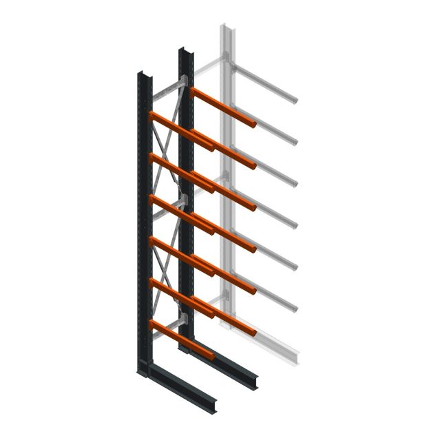 Zware draagarmstelling enkelzijdig 5000x800x1200mm (hxbxd) 6 niveaus beginsectie