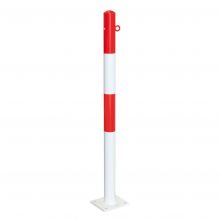 MORION paal op voetplaat Ø60mm 1 kettingoog rood/wit